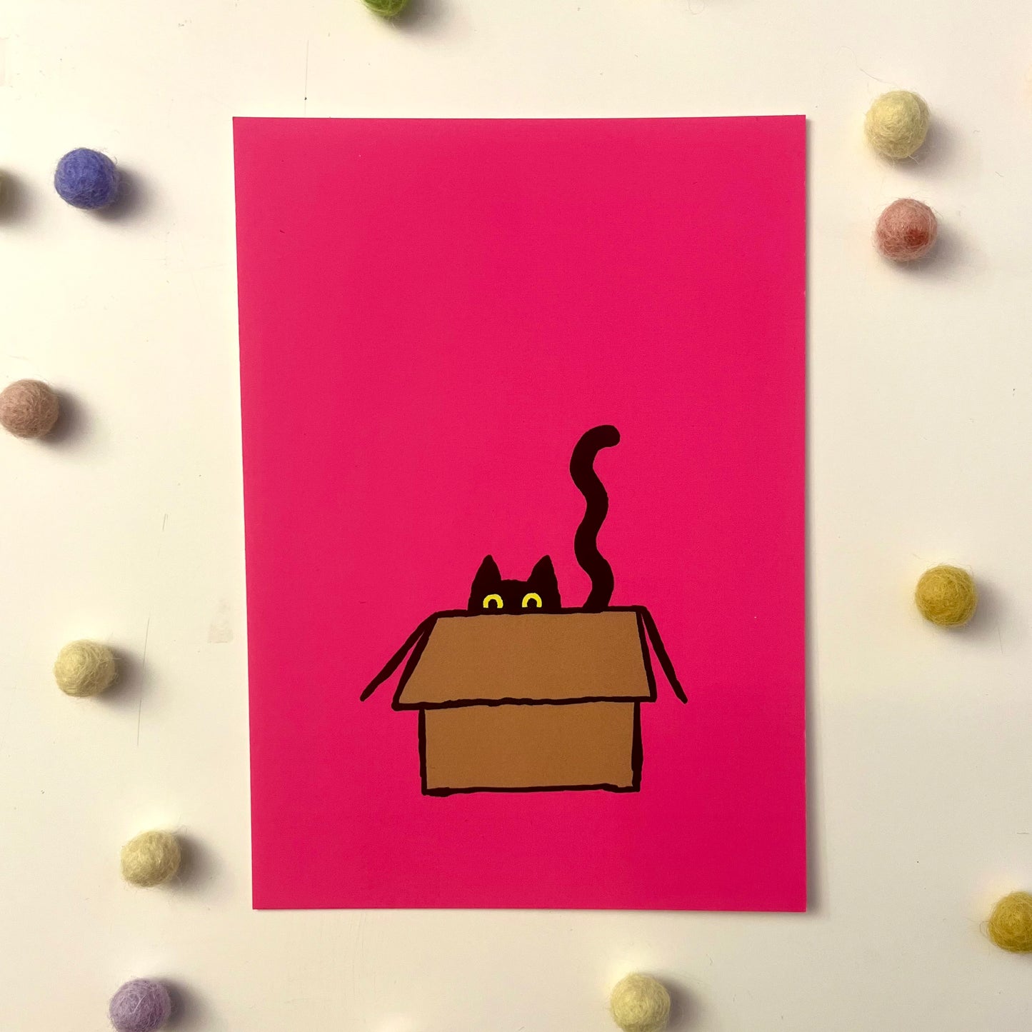 Postkarte Katze in Box | Pink