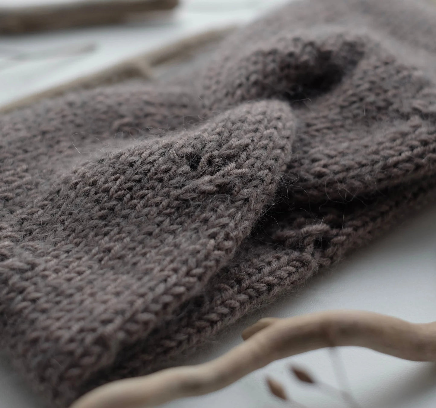 Stirnband | Knotenstirnband | grau beige | Wolle | Kinderstirnband