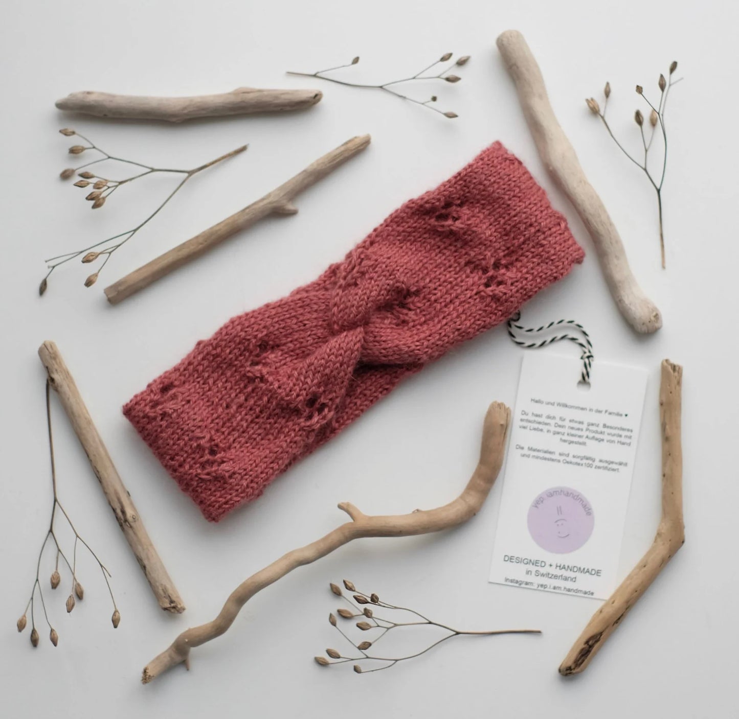 Stirnband | Knotenstirnband | Beere | Wolle | Kinderstirnband