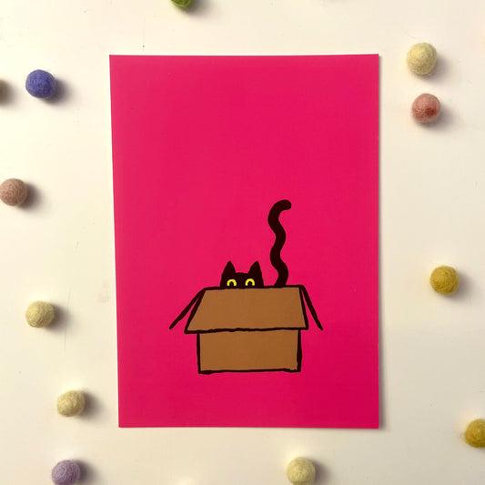 Postkarte Katze in Box | Pink